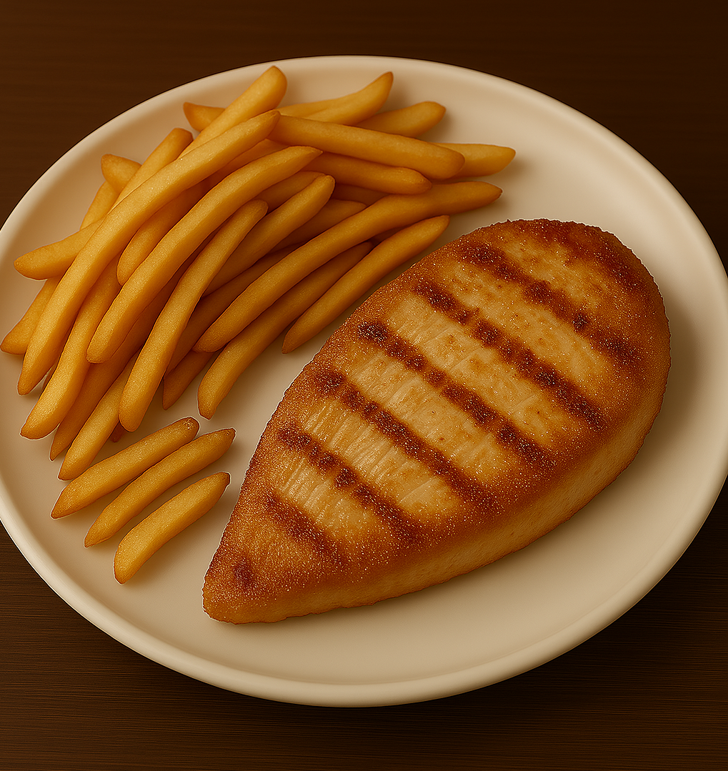 Pechuga de pollo grill con patatas