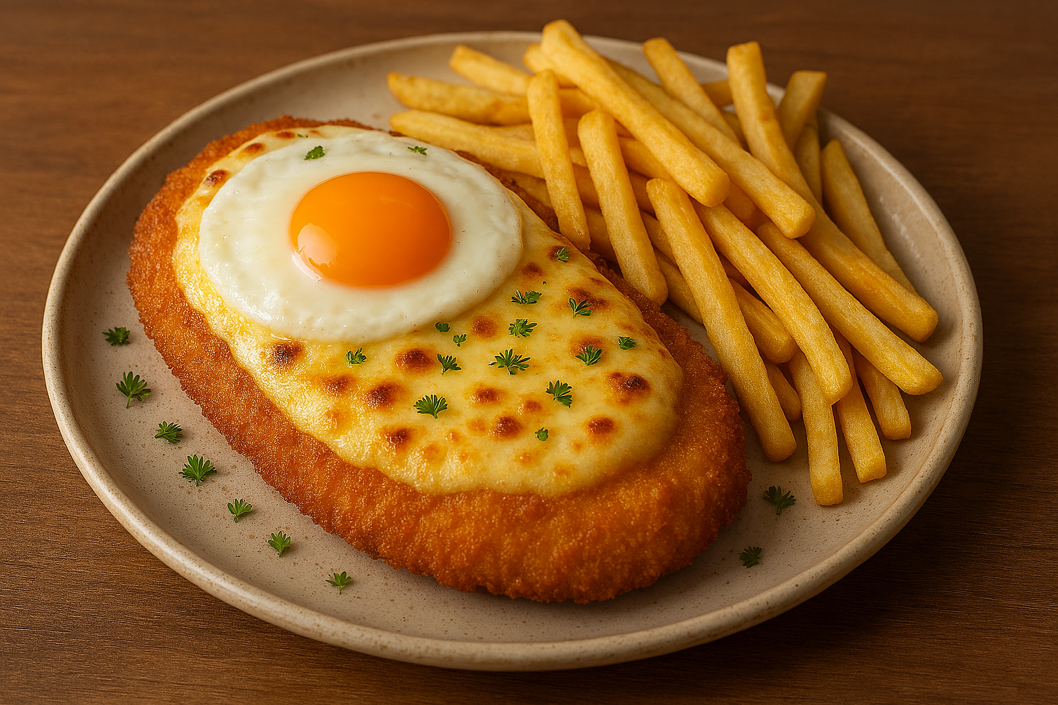 Milanesa de pollo especial con patatas